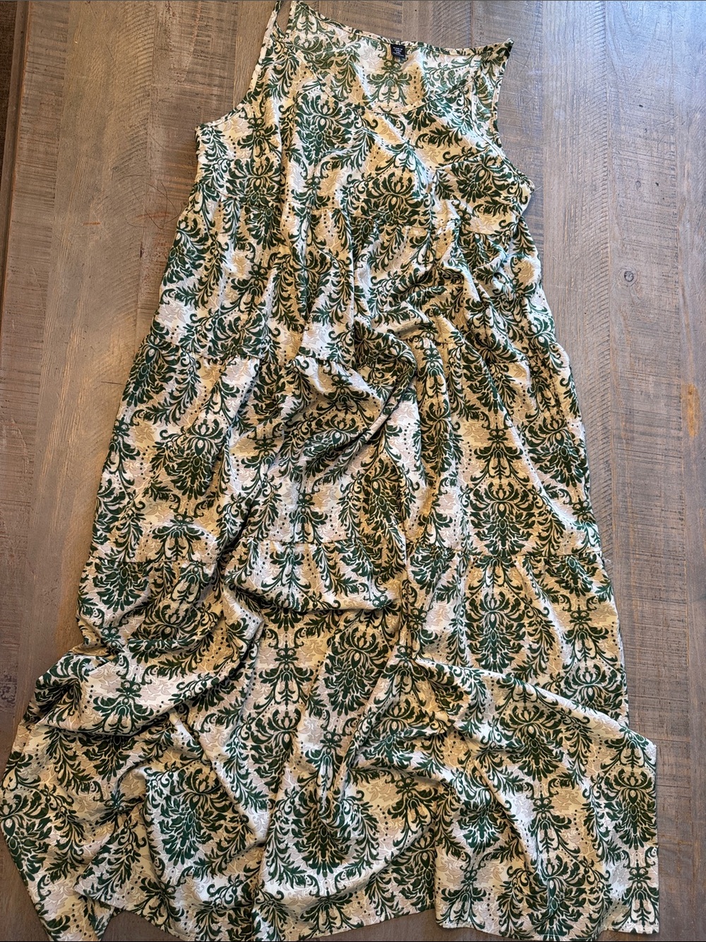 SHEIN Green and Cream Botanical Print Maxi Skirt